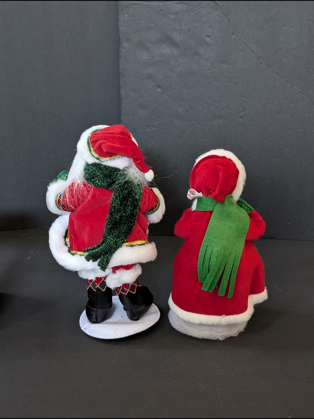 Annalee Red and Green Santa & Mrs. Claus Holiday Figurine Pair - Picture 4 of 8